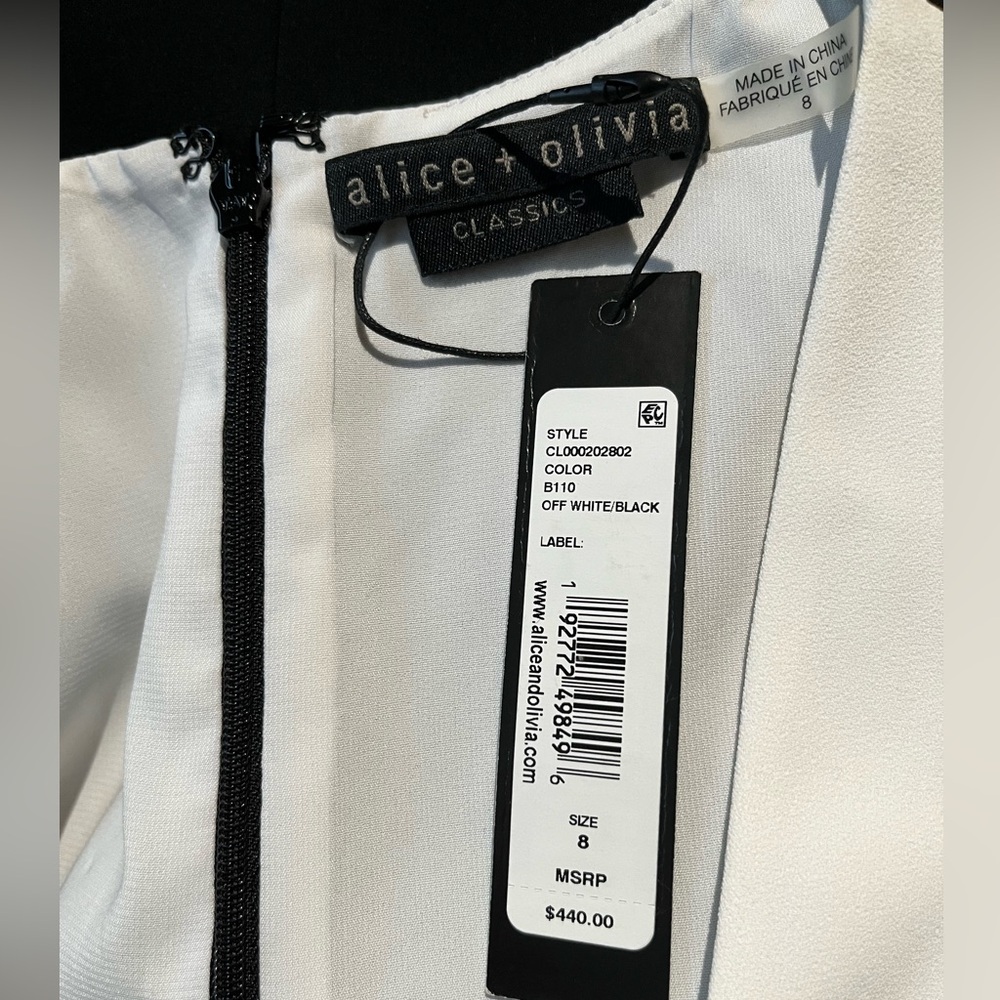 NWT Alice + Olivia Black and White Jumpsuit Size 8 MSRP $440 - Picture 7 of 7